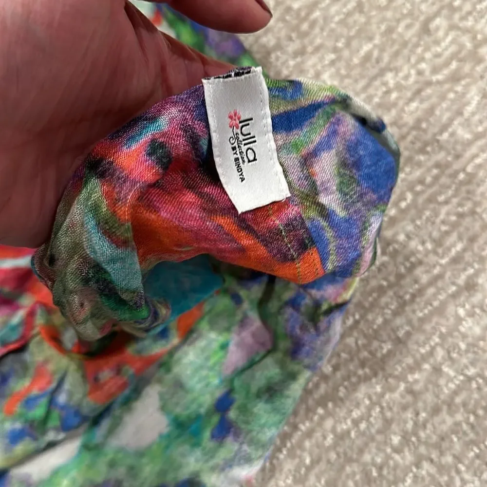 Anthropologie Lulla Collection by Bindya Floral Reversible Scarf shoulder Wrap
